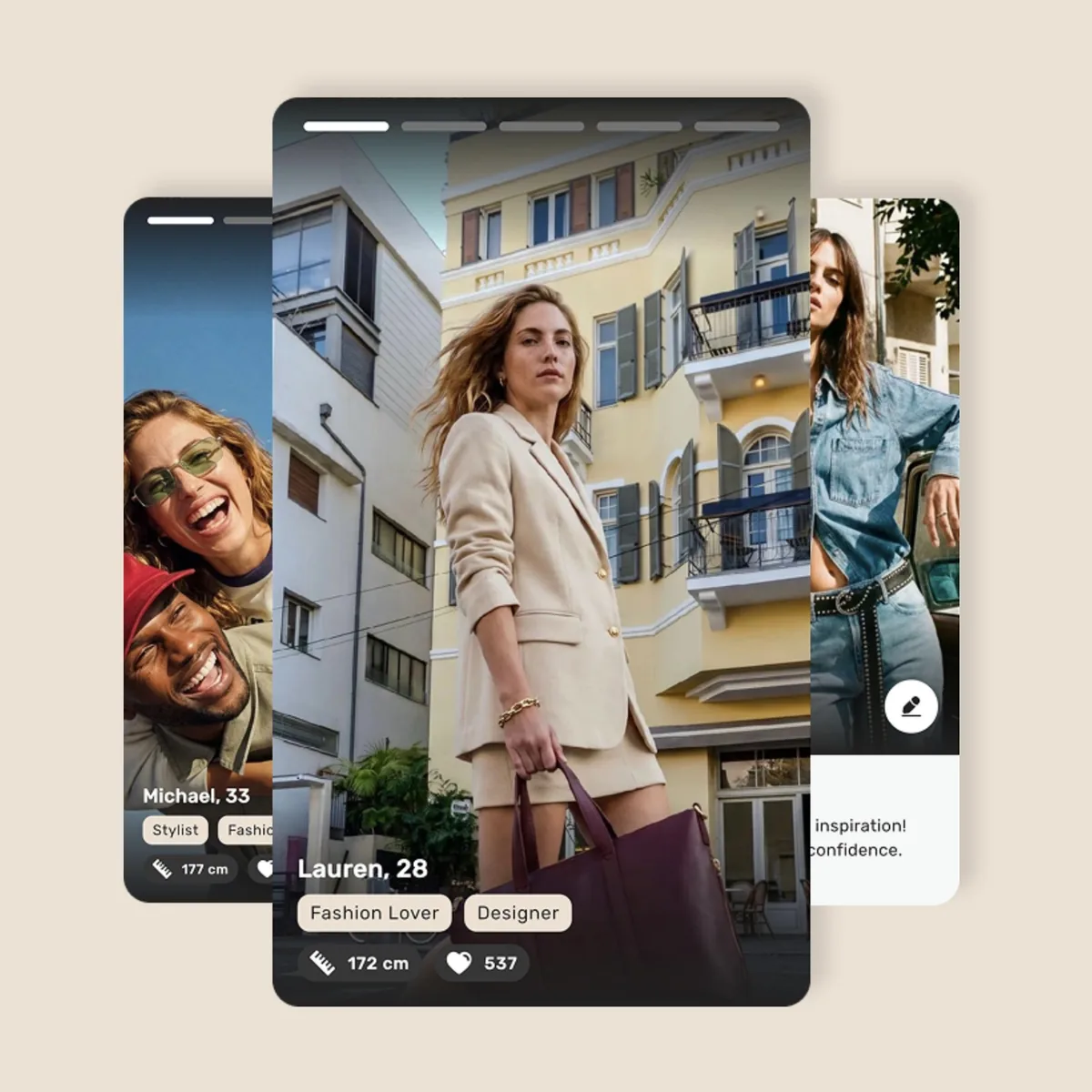 Circle app showing profile cards of people nearby